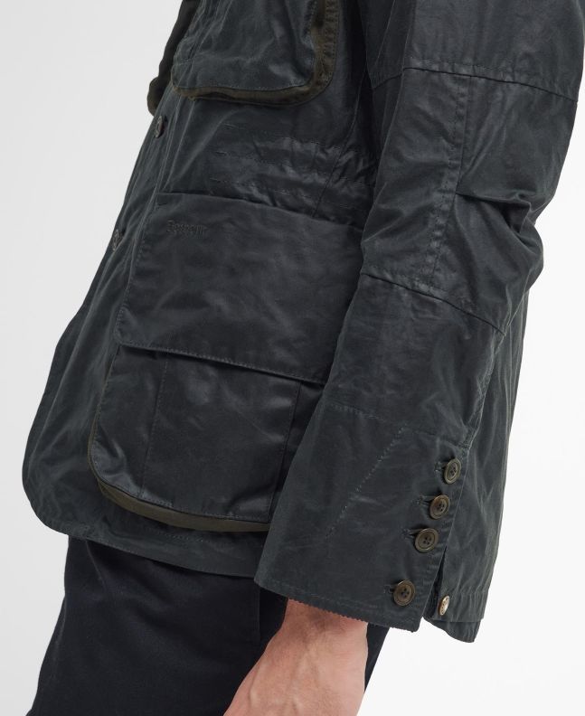spezial madrid Barbour x TO KI TO Outland Waxed Jacket Sage Precios de Black Friday