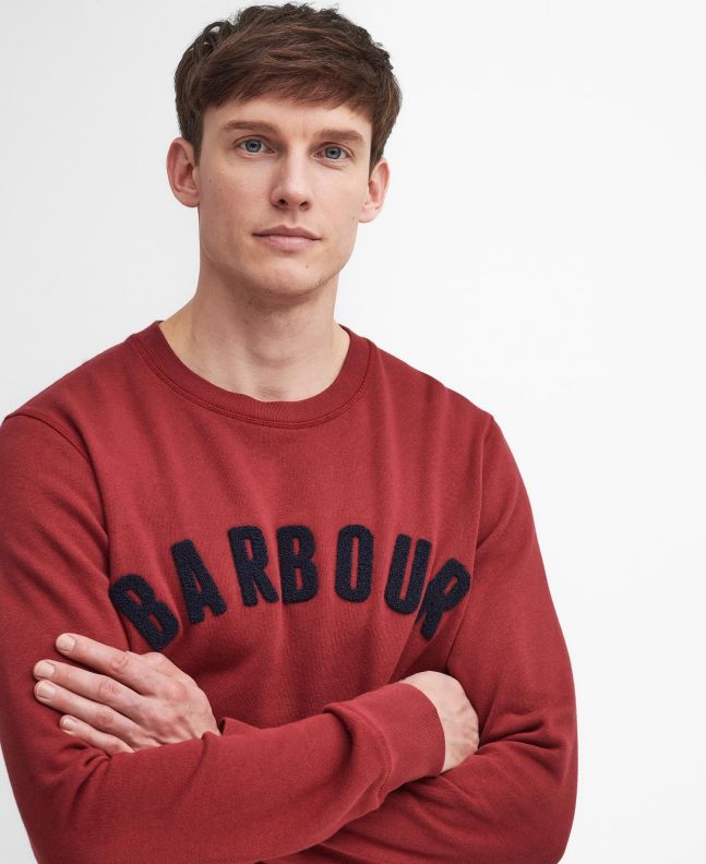 spezial madrid Barbour Prep Logo Crew Mens Sweatshirt Heritage Highland Red Outlet online