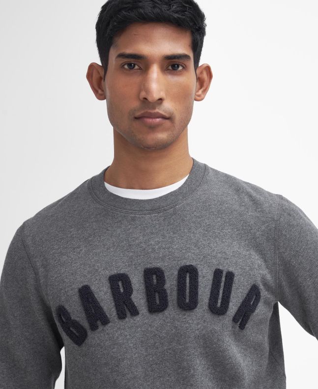 spezial madrid Barbour Prep Logo Crew Mens Sweatshirt Heritage Mid Grey Marl Rebajas