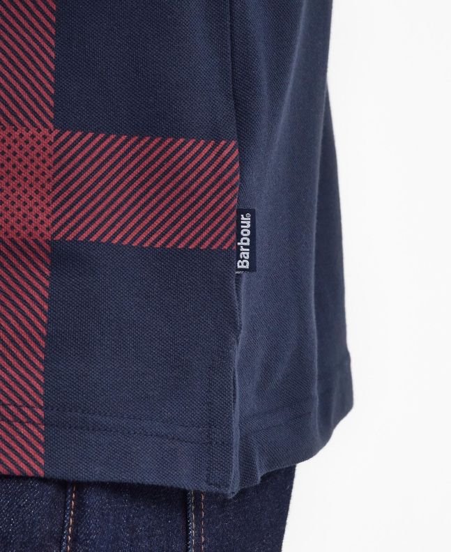 spezial madrid Barbour Blaine Tartan Long Sleeved Polo Shirt Dark Navy Rebajas baratas