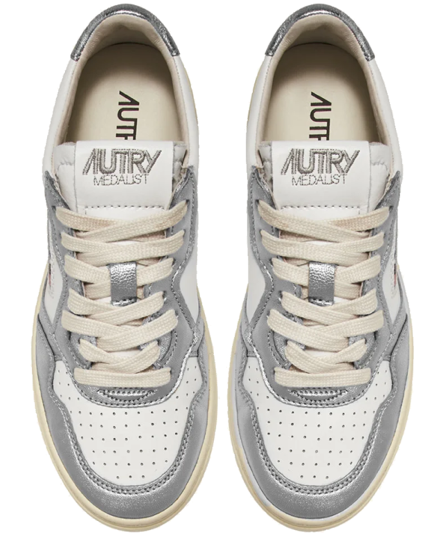 spezial madrid Autry Medalist Low Leather Bicolor Sneaker White & Silver Precios de Black Friday