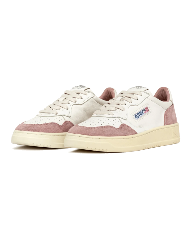 spezial madrid Autry Medalist Low Leather Sneaker White Goatskin & Pink Suede En oferta