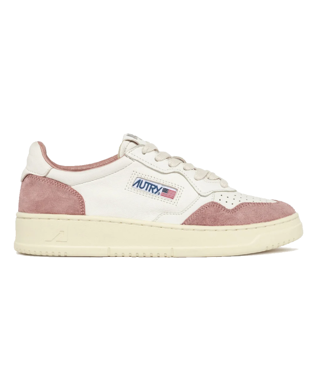 spezial madrid Autry Medalist Low Leather Sneaker White Goatskin & Pink Suede En oferta
