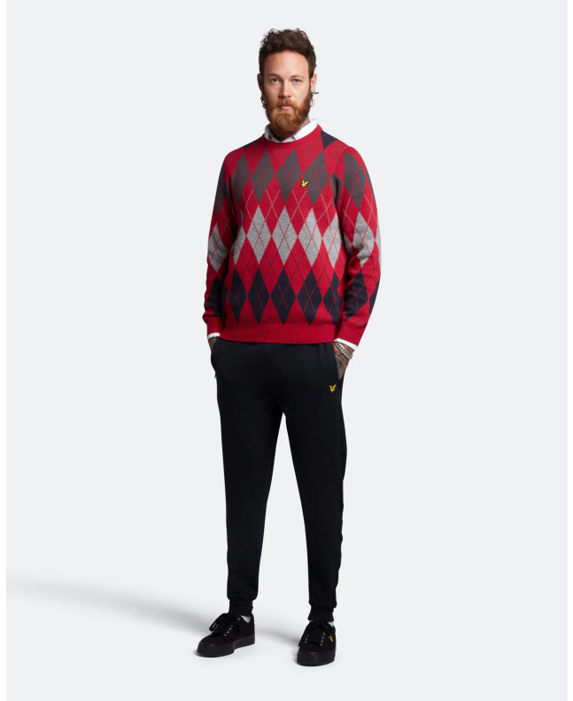 spezial madrid Lyle & Scott British Argyle Crew Neck Jumper Tunnel Red Rebajas baratas
