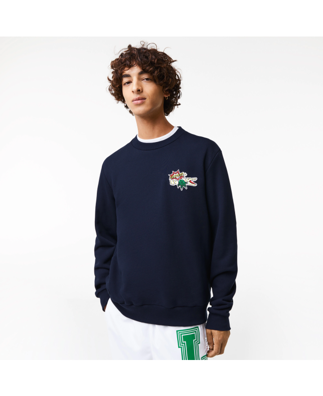spezial madrid Lacoste Holiday Sweatshirt Organic Cotton Logo Dark Navy Ventas relámpago