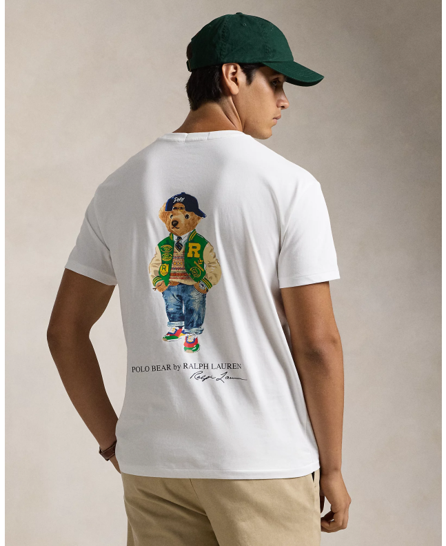 spezial madrid Polo Ralph Lauren Varsity Pocket Bear Tee White Últimos 3 días