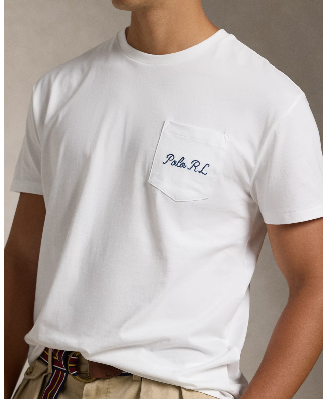 spezial madrid Polo Ralph Lauren Varsity Pocket Bear Tee White Últimos 3 días