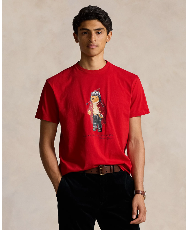 spezial madrid Polo Ralph Lauren Classic Fit Polo Bear Jersey Tee Red COMPRAR AHORA