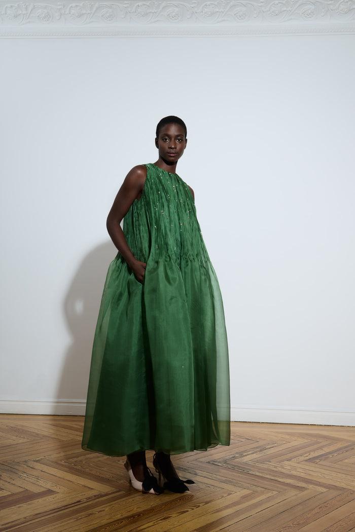 the 2nd skin co. Vestido midi de organza con cristales Rebajas online