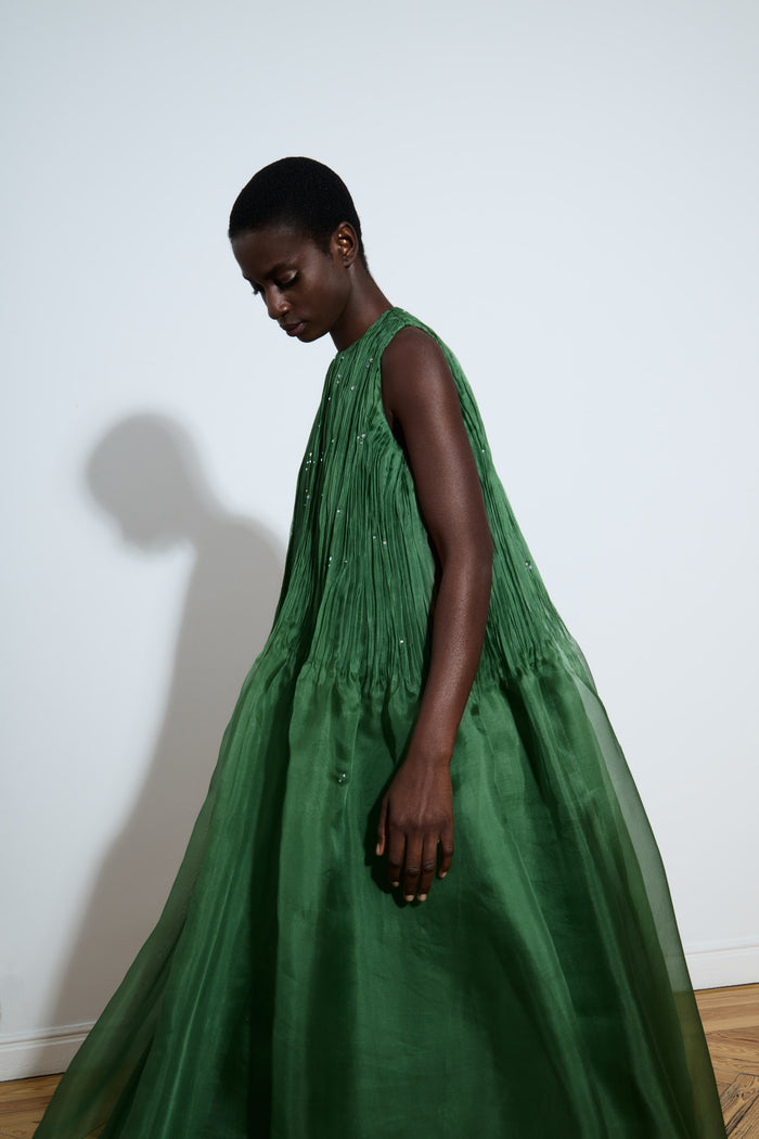 the 2nd skin co. Vestido midi de organza con cristales Rebajas online