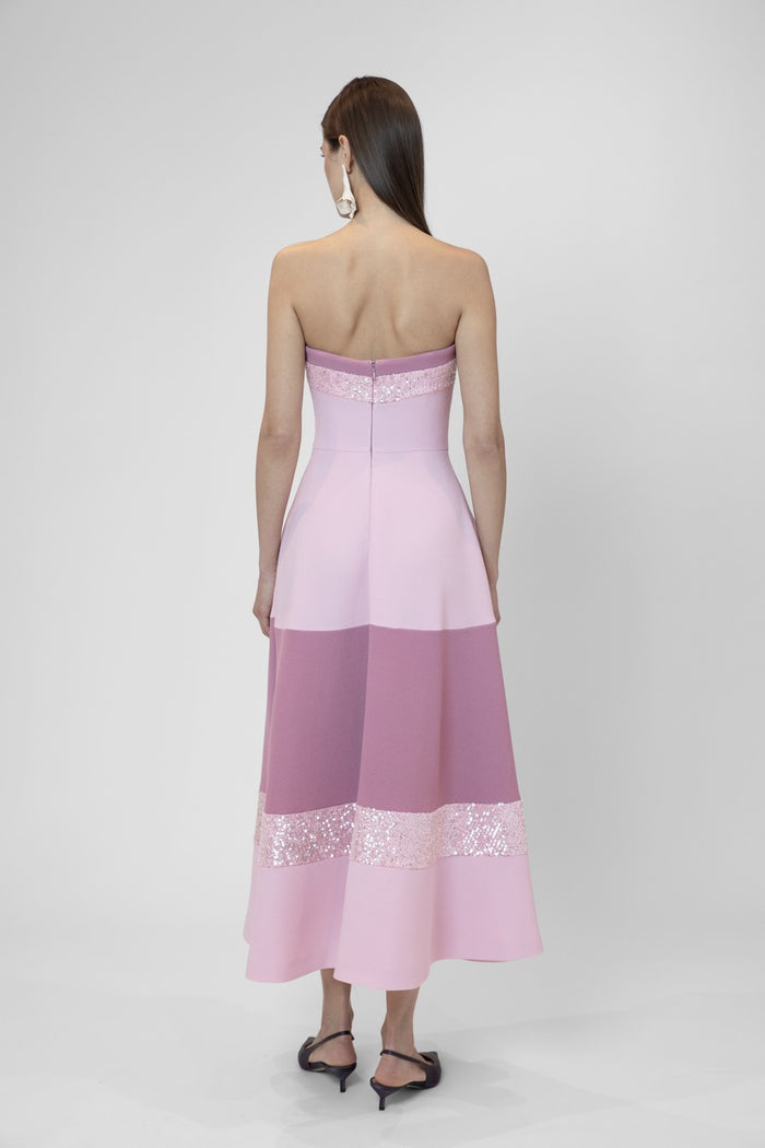 the 2nd skin co. Vestido midi strapless con lentejuelas Devoluciones gratuitas