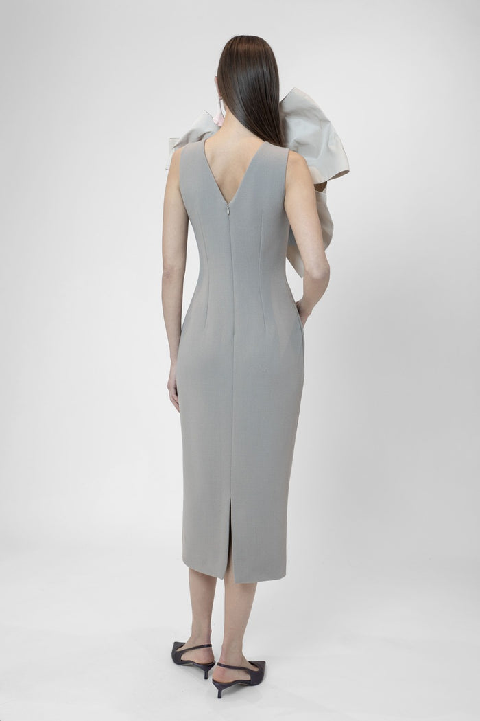 the 2nd skin co. Vestido midi sin mangas con maxi lazo en escote Outlet online