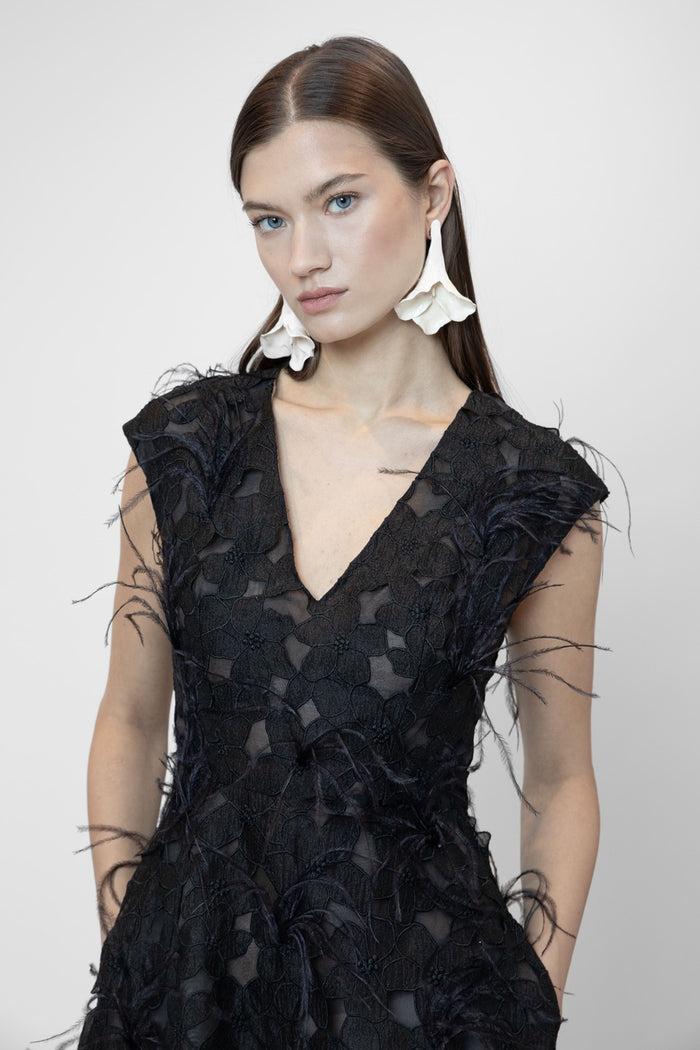 the 2nd skin co. Vestido midi sin mangas con plumas En oferta