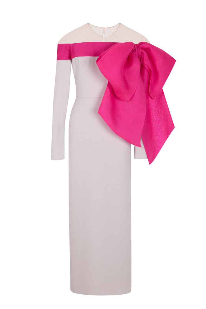 the 2nd skin co. Vestido largo con lazo de organza Tienda