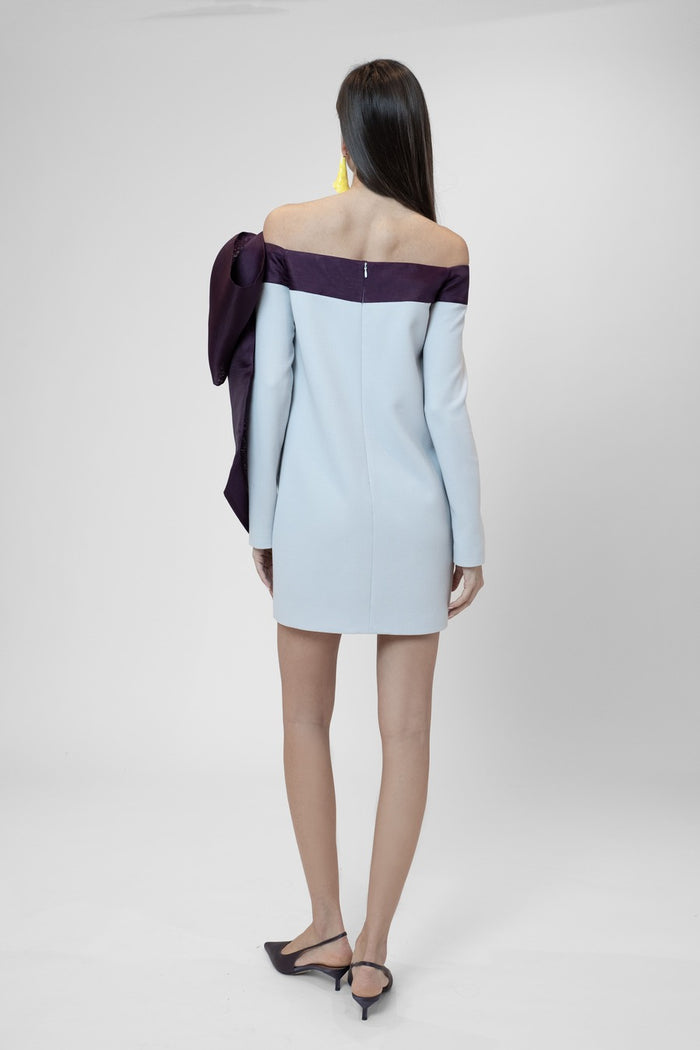 the 2nd skin co. Vestido mini strapless con mangas y detalle de lazo Liquidación