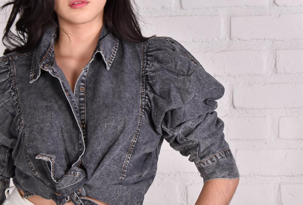 The New Black Balloon washed Grey blouse Grandes descuentos