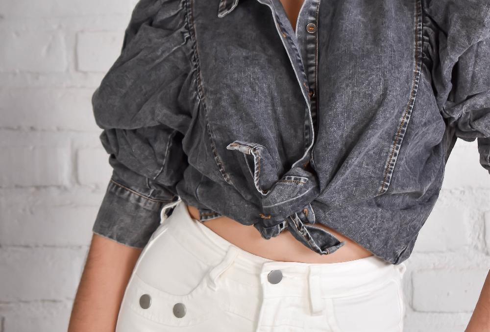 The New Black Balloon washed Grey blouse Grandes descuentos