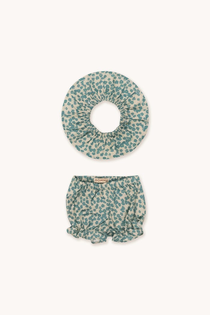 tiny cottons Gommu Flores Verdes - Pantalón Corto & Cuello