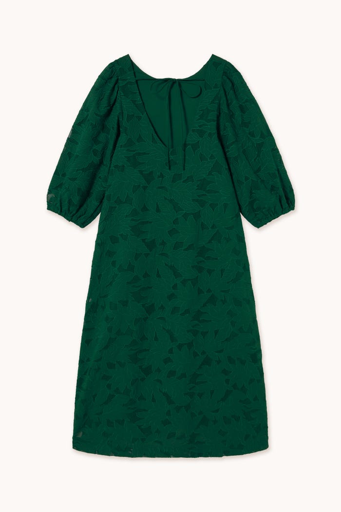 tiny cottons VESTIDO MIDI CON MANGA ABULLONADA DE GUIPUR Solo hoy