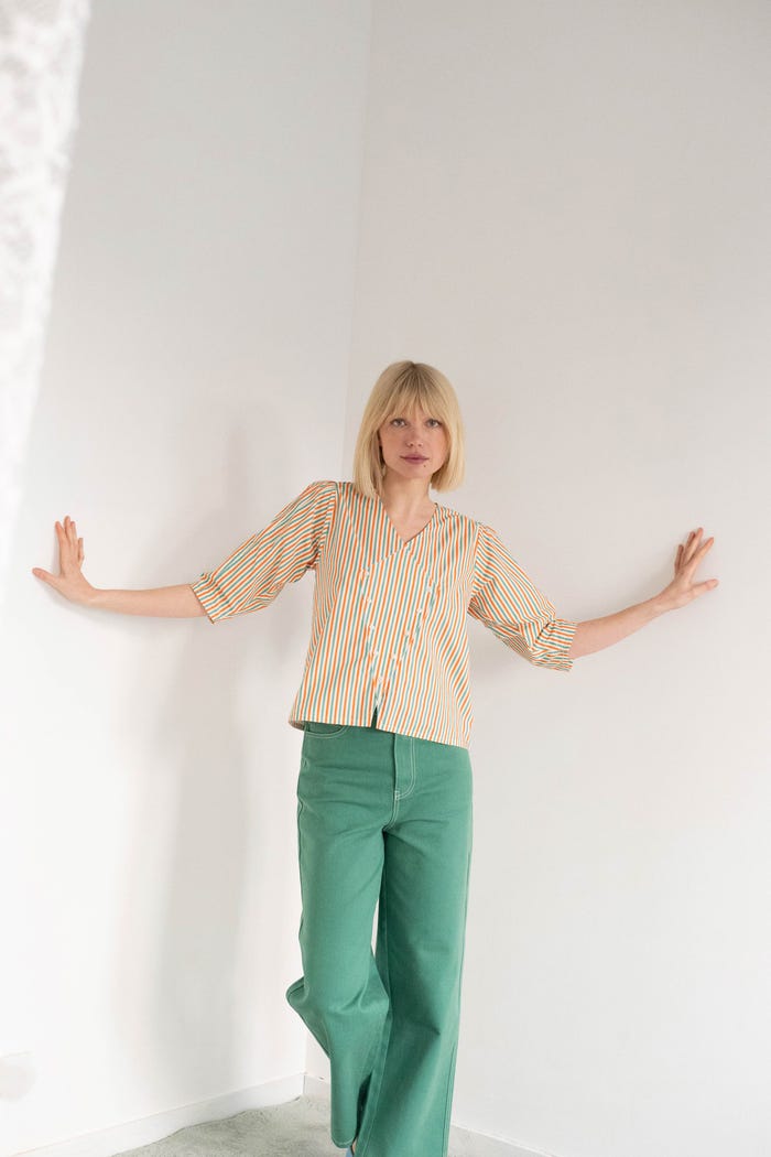 tiny cottons CAMISA CON CUELLO DE PICO A RAYAS