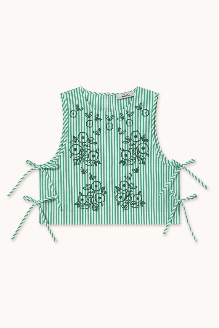 tiny cottons TOP A RAYAS BORDADO