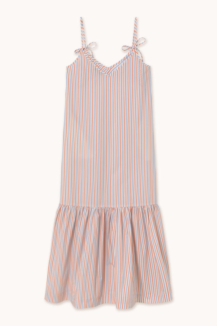 tiny cottons VESTIDO CON VOLANTE A RAYAS