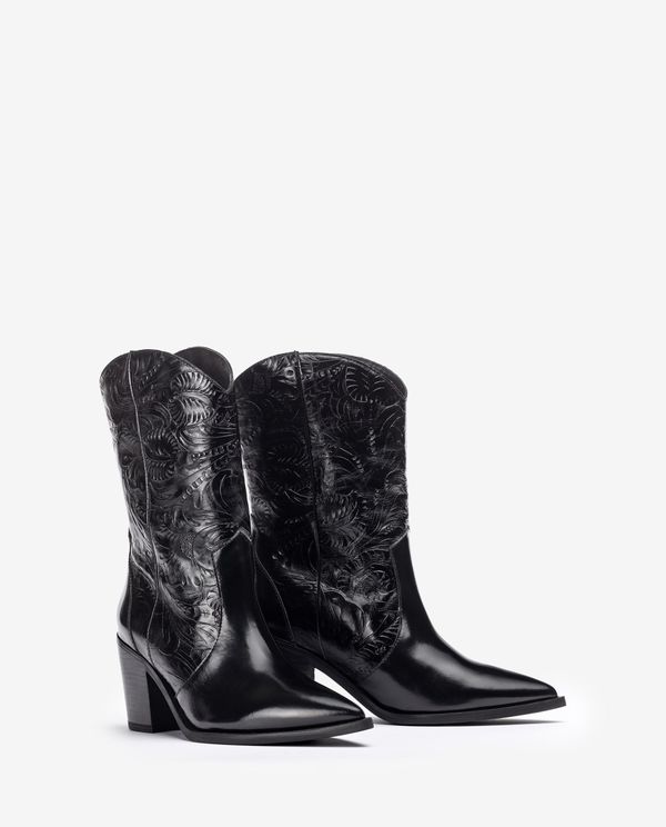 unisa Bota cowboy de piel grabada Tienda