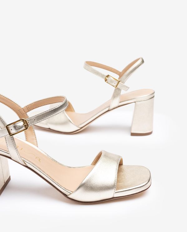 unisa Sandalia en piel metalizada Outlet