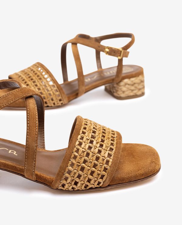 unisa Sandalia con tacón de rafia Precio de fábrica