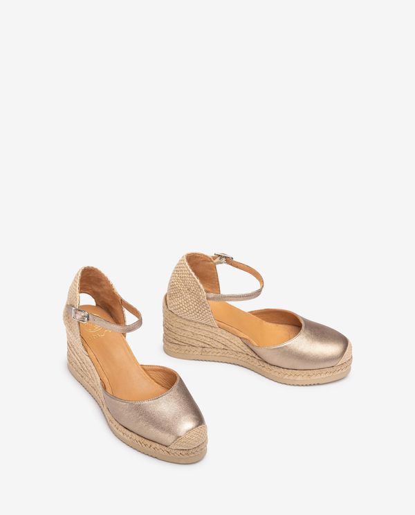unisa Alpargata pala-talón en piel metalizada Outlet online