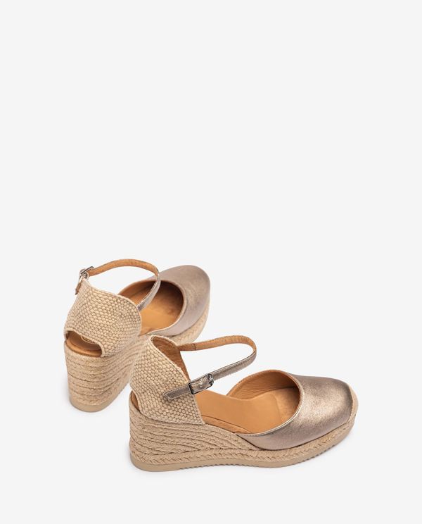 unisa Alpargata pala-talón en piel metalizada Outlet online