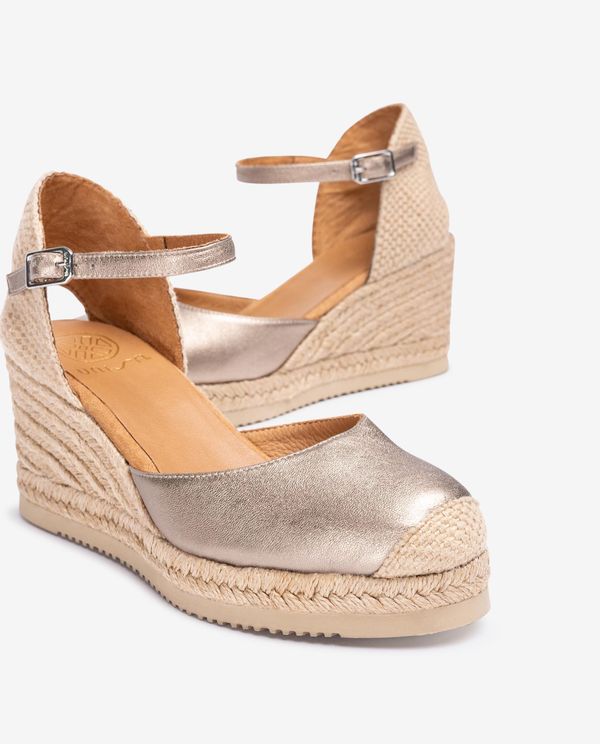 unisa Alpargata pala-talón en piel metalizada Outlet online
