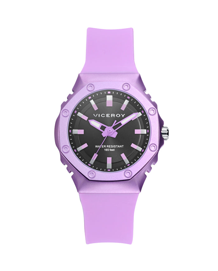viceroy Reloj de mujer con caja de aluminio y correa de silicona morada