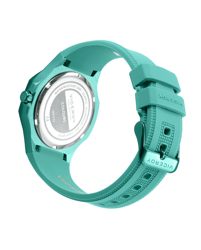 viceroy Reloj caja de aluminio verde con bisel de acero Ip verde 5 atm correa de silicona verde movimiento de cuarzo Mejor oferta