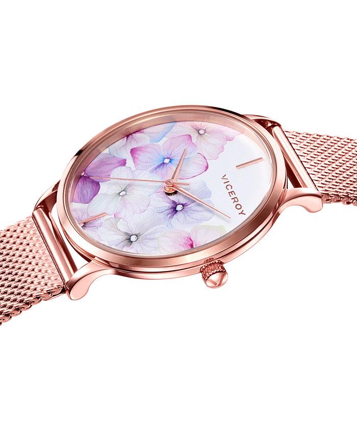 viceroy Reloj de mujer Kiss 3 agujas de acero IP rosa y malla milanesa Solo hoy