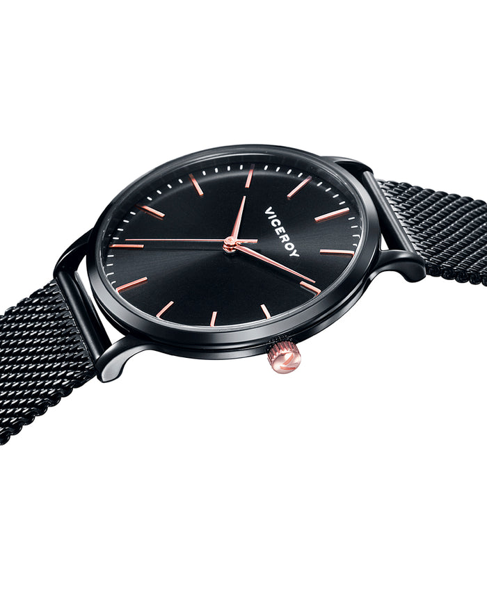 viceroy Reloj de mujer Kiss de acero IP negro y malla milanesa Promoción trimestral