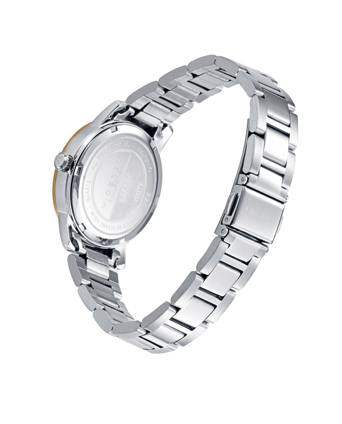 viceroy Reloj de acero con bisel e índices dorados y movimiento de cuarzo Descuento por venta flash