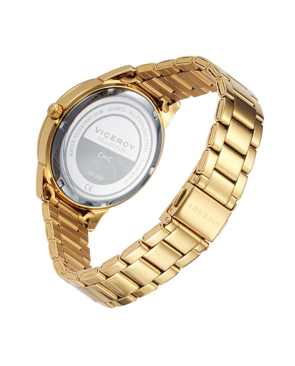 viceroy Reloj de mujer Chic de acero con esfera madreperla blanca y correa IP dorado Últimos 3 días
