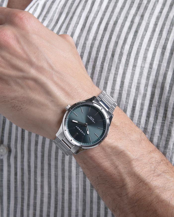 viceroy Reloj de acero para hombre con esfera verde y movimiento de cuarzo Última moda