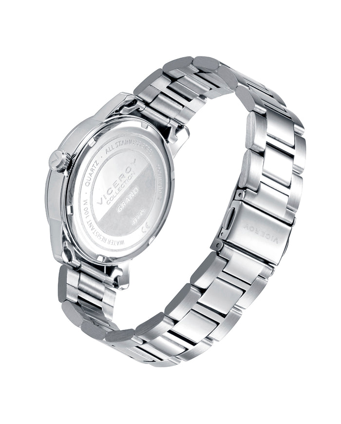 viceroy Reloj de acero para hombre con esfera blanca y números árabes 2025