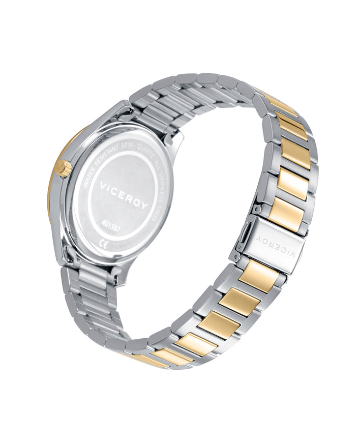 viceroy Reloj en acero bicolor con bisel dorado y esfera marrón multifunción Rebajas de fábrica