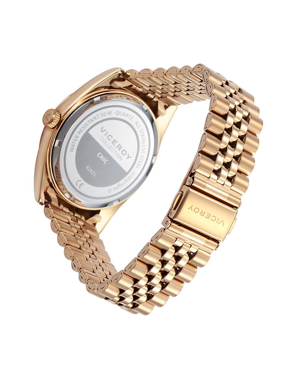 viceroy Reloj de hombre Chic de acero con esfera negra y correa IP dorado Últimos 3 días
