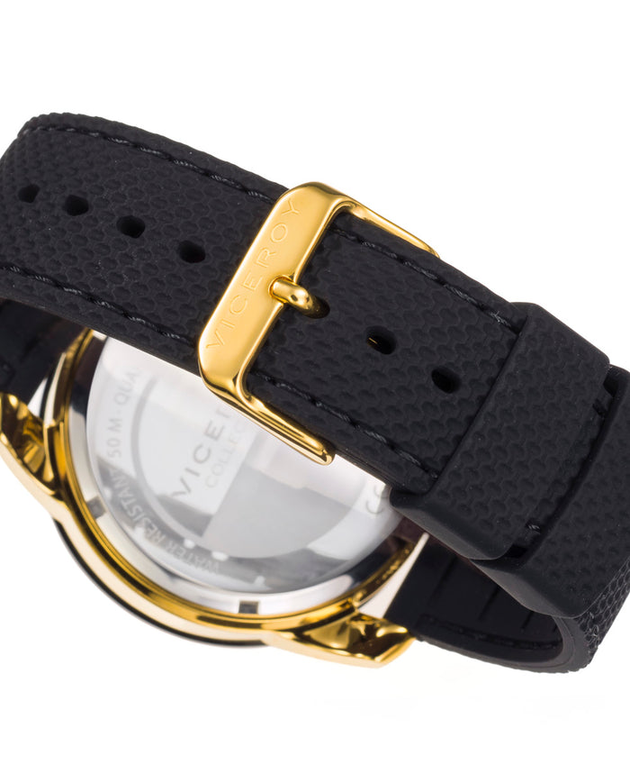viceroy Reloj de hombre Heat cronógrafo de acero con IP dorado y correa de silicona negra Últimos 2 días