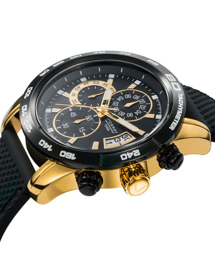 viceroy Reloj de hombre Heat cronógrafo de acero con IP dorado y correa de silicona negra Últimos 2 días