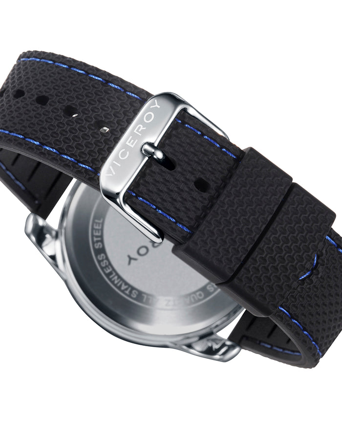 viceroy Reloj de hombre Heat cronógrafo de acero con IP azul y correa de silicona negra Oferta especial de fábrica