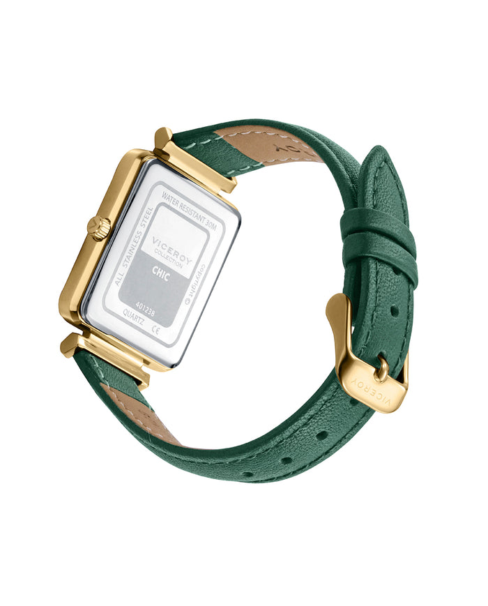 viceroy Reloj caja de acero Ip dorado y correa de piel verde con movimiento cuarzo Rebajas de fábrica