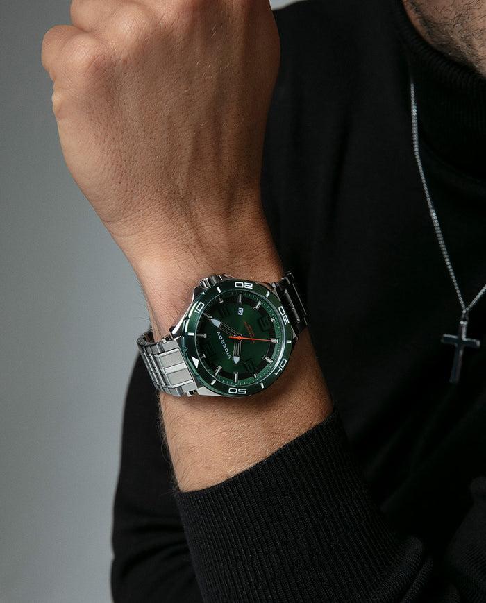 viceroy Reloj caja de acero con bisel verde 20 atm y brazalete de acero con movimiento cuarzo Rebajas online