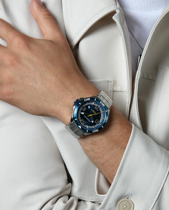 viceroy Reloj caja de acero con bisel azul 20 atm y brazalete de acero con movimiento cuarzo Rebajas top