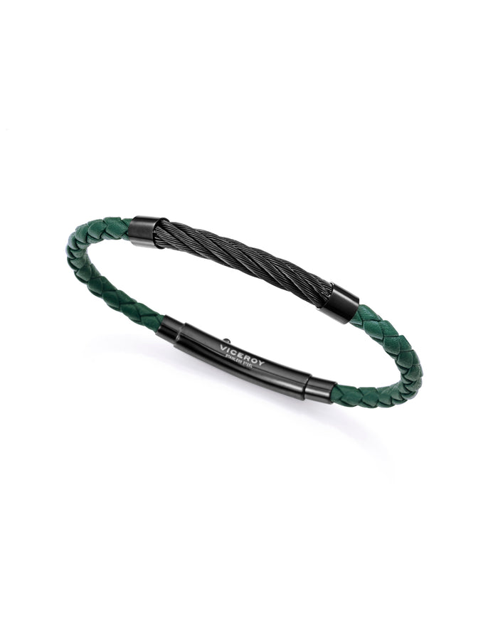 viceroy Pack reloj con pulsera caja de acero con bisel de aluminio verde 10 atm y correa de piel negra con movimiento cuarzo Últimos 2 días