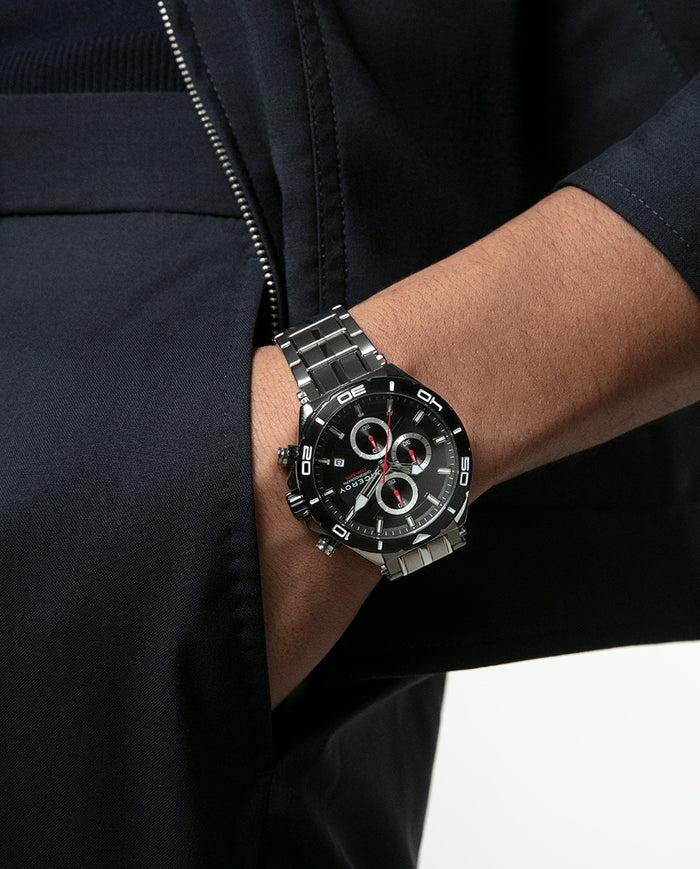 viceroy Reloj caja de acero con bisel negro 20 atm y brazalete de acero con movimiento cuarzo Último día